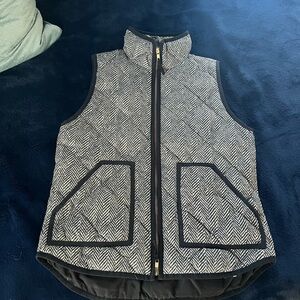 J. Crew Black and White Herringbone Vest